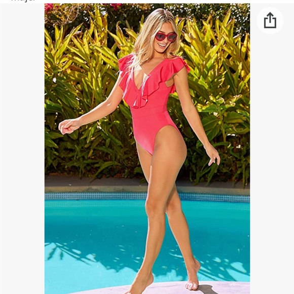 NWT TRINA TURK Monaco Ruffle Over The Shoulder One Piece Swimsuit - Picture 3 of 16